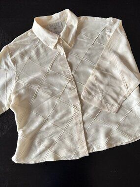 Silk Club Collection 100% Silk Ivory Blouse – XL